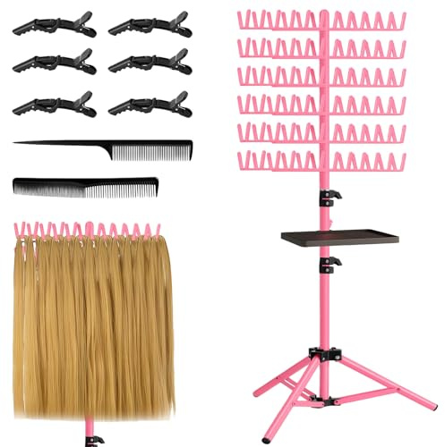 Support d'extensions capillaires, 144 broches, avec plateau, réglable, noir