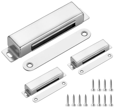 Türmagnet Stark 40kg, 3 Stück Magnetschnäpper Tür Magnet Für Schranktüren,Edelstahl Schrankmagnete,Möbelmagnet Türmagnete,Schrank Magnetverschluss Für Schranktür,Balkontür,Schubladen,Kleiderschränke