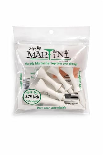 Martini Midsize Step‑Up 2.75 Golf Tees for Driver, Consistent 1 3/8 Height Above Ground, Durable Polymer Resin, Large Cup Placement Ease, Straighter Longer Launch, Virtually Unbreakable