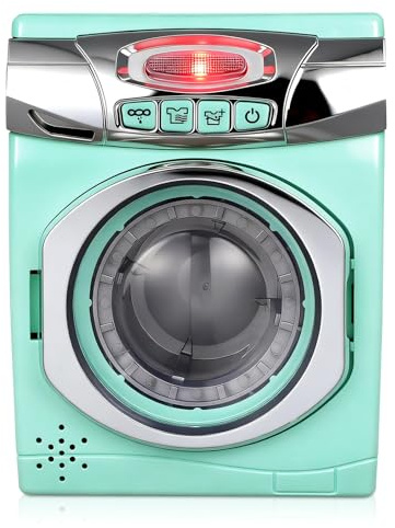 FIXOSHEE Pretend Play Realistic Large Simulated Washing Machine with Sound Effects, Battery Operated Educational Plastic Washer Dryer, Creative Household Appliance