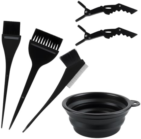 LiangSanXin 6 Piezas Kit Tinte Pelo Profesional Pincel Tinte Tazón Pinzas | Kit para mechas, ideal para tinte cabello casero y salón de peluquería, completo set de herramientas coloración
