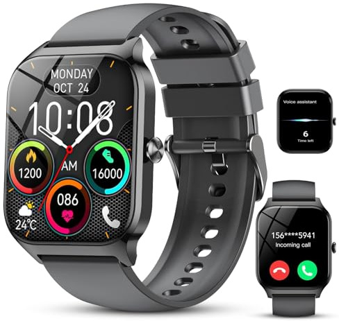 CASCHO Smartwatch Damen Herren, 1.85 HD Smart Watch, 115+ Modi, Fitness Tracker mit Bluetooth Telefonie, Schrittzähler Uhr mit bis zu 30 Tage Standby für iOS und Android