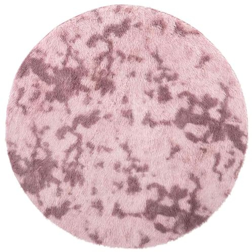 WGYHOME Shaggy Tappeto a pelo lungo NAVARRA rosa antico, 100 x 100 cm, rotondo, in 100% poliestere, soffice, antiscivolo e facile da pulire, per soggiorno, camera da letto, ufficio e balcone