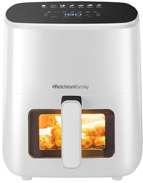 Melchioni Family | MARIANNA NEW Friggitrice ad Aria 5L Air Fryer Compatta con Contenitore Antiaderente, Display Touch, 7 Programmi, Timer 60 min, Temperatura 80°-200°C, 1500W (Ricondizionato)
