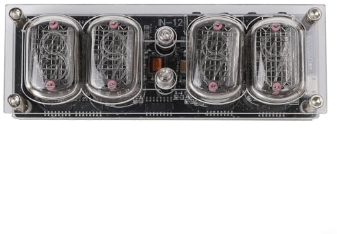 IN12 Nixie-Uhr mit RGB-Atemlicht, Hochpräziser Taktgeber mit Stromausfall-Speicher, Energieeffizientes Retro-Modul für DIY-Projekte, Schwarz