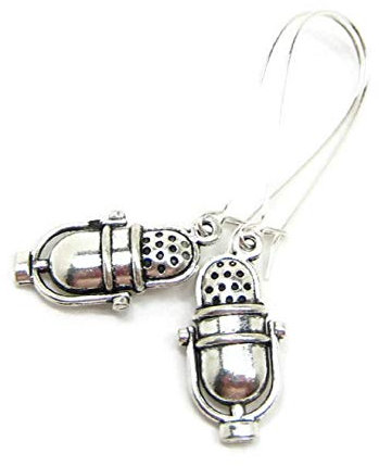 Royal Swan Radio Microphone Earrings, Nickel Free Kidney Wires, 1940's Broadcasting & Communications, 3D Retro Jewelry, Gift Under £8.00, Gift Bag