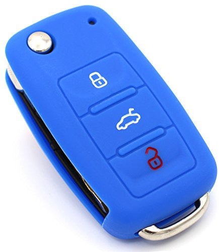 Schlüssel Hülle VA für 3 Tasten Auto Schlüssel Silikon Cover von Finest-Folia (Blau)