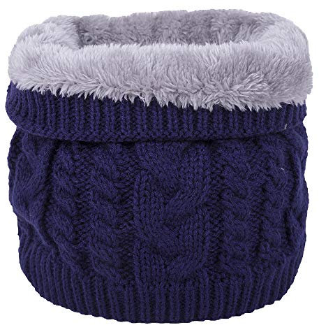 JFAN Halswärmer Nackenwärmer Fleece Innenfutter Schlauchschal Halstuch Loop Schal Multifunktionstuch Strickschal Feinstrick Winter Outdoor Motorrad Fahrrad für Damen und Herren Blau
