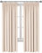 Imperial Rooms Blackout Curtains for Living Room - Pencil Pleat Cream Bedroom Curtains 90x90 Drop Inch Thermal Insulated Super Soft Black Out Kitchen Curtain Pair Panels with Tiebacks