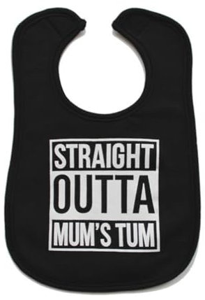 Straight Outta Mum's TUM preisgekröntes Hip-Hop-Baby-Lätzchen, lustiges Kleinkind-Lätzchen, Unisex, neutrales Geschenk für frischgebackene Eltern oder Babys, 0–3 Jahre, Baby Moo's UK (einzelnes