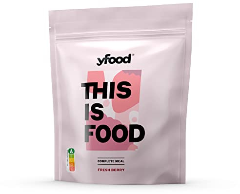 yfood Pulver Fresh Berry, Leckere Trinkmahlzeit für unterwegs, THIS IS FOOD Pulver, 25g Protein, 17 Mahlzeiten, 26 Vitamine und Mineralstoffe, 1,5kg Beutel, Geschmack Beere