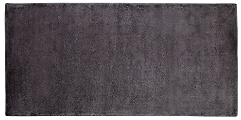 Teppich Viskose dunkles Grau 80 x 150 cm einfarbig handgewebt Kurzflor Gesi II