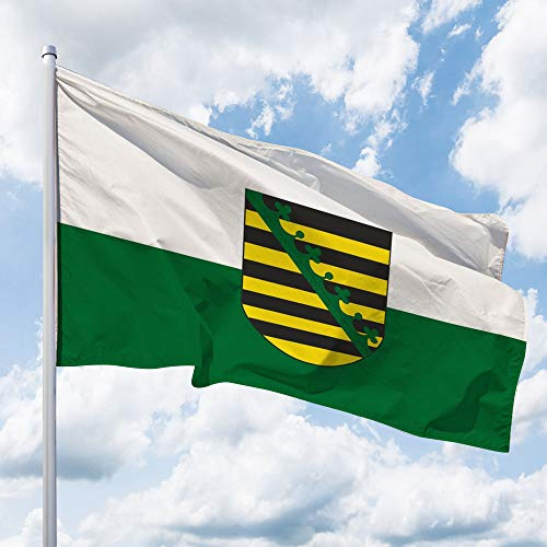 Deitert Bundesland-Flagge Sachsen – 200x120 cm Sachsen Fahne mit Wappen, Hissfahne aus reißfestem Polyester