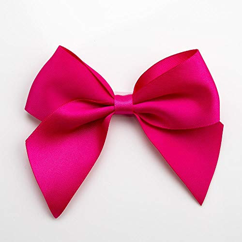 Italian Options Large Satin Ribbon Bows Self-Adhesive Fabric Bow Decorations for Gift Wrapping Hampers Cake Decoration Hair Bows Crafts Crafting Cerise 6 Pack 10 cm