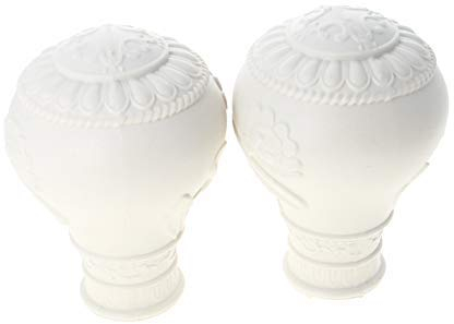 MroMax Endstücke für Gardinenstangen, Kunststoff, Vintage, für Gardinenstangen mit 28 mm Durchmesser, weiß, 85 mm, 2 Stück