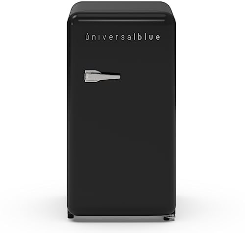 UNIVERSALBLUE Frigorífico Bajo Encimera Vintage Negro | Nevera 91L | Puerta Reversible | Bajo Consumo