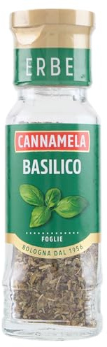 Cannamela, Linea Maxi Oro, Basilico in Foglie Essiccato, Confezione da 15g, Utile nella Preparazione di Insalate, Verdure, Zuppe e Minestre, Ideale per Pesti, Bruschette e Capresi