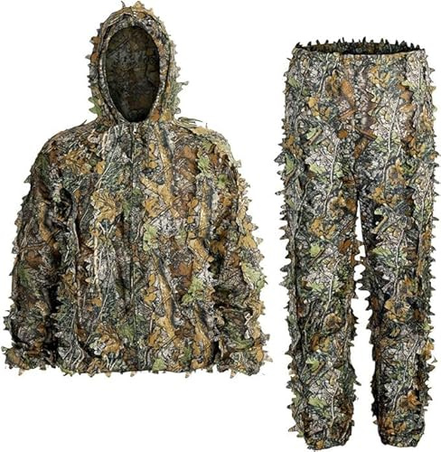 SCYLFEHDP Ghillie Suit, 3D Leafy Camo Suit, Ghillie Suit for Men, Camouflage Suits, Turkey Hunting, Lightweight Gear Hunting Clothes for Outdoor Woodland.