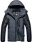 GEMYSE Uomo Giacca da Sci impermeabile montagna Giacche Pile invernale antivento Cappotto con Cappuccio (Grigio Neutro Nero,L)