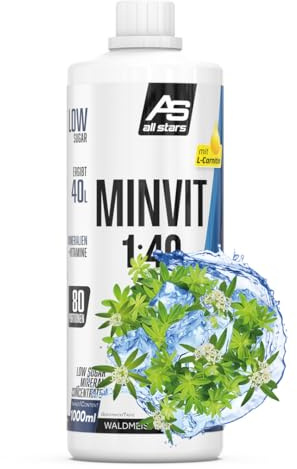 ALL STARS Minvit + L-Carnitin Vitamin Drink Konzentrat 1L Waldmeister | Wertvoller Mineralstoff- und Vitamin Komplex, mit Vitamin B1, B6, B12, enthält Kalium, Magnesium & L-Carnitin