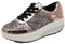 ANUFER Mujer Súper Ligero Plataforma Zapatillas con Cordones Cuña Zapatos Deportivos Oro SN070680 EU40.5