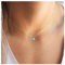Yheakne Collar de cuarzo azul gargantilla redonda de cristal azul colgante collar pequeño de piedras preciosas collar de oro gargantilla joyería para mujeres y niñas
