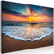 decomonkey Bilder Landschaft 120x80 cm 1 Teilig Leinwandbilder Bild auf Leinwand Vlies Wandbild Kunstdruck Wanddeko Wand Wohnzimmer Wanddekoration Deko Meer Sonnenuntergang Himmel Wolken