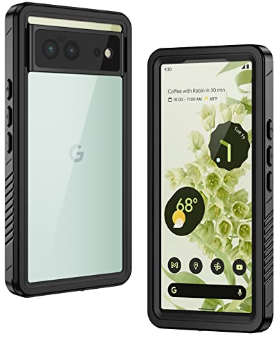 Lanhiem für Google Pixel 6 Hülle, IP68 Wasserdicht Handyhülle Google 6 360 Grad Schutzhülle, Stoßfest Staubdicht Schneefest Outdoor Panzerhülle mit Eingebautem Displayschutz, Schwarz
