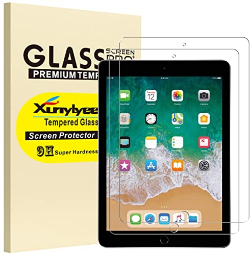 XunyLyee 2-Pack, Screen Protector for iPad 6th/ 5th Generation, Tempered Glass Film for iPad 9.7 Inch 2018/2017 Model