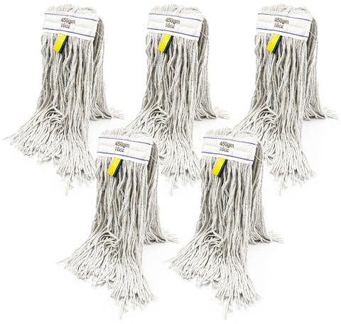 Pack of 5 Kentucky Mop Head | Commercial and Industrial Grade Mop Refill | Large Size Cotton Mop Heads Replacement PY Yarn | 16oz or 450 grams each