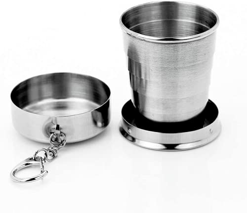 U-M Bicchiere pieghevole in acciaio inox di alta qualità, impilabile, per attività allaperto, viaggi, campeggio, escursioni, pieghevole