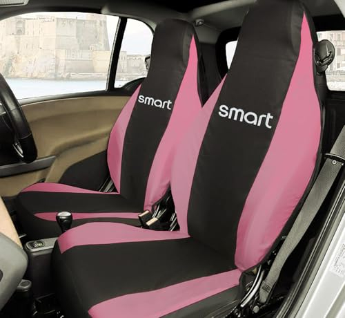 Rebeca Shop® Autositzbezüge kompatibel für Smart | Made in Italy | Set Vordersitzbezug Paar (W451 - zweite Serie, Schwarz/Rosa)
