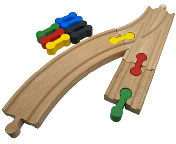 Holzschienen Adapter Verbinder passend/kompatibel für Thomas - Brio - IKEA Holzschienen (10 Stück) - Bunter Mix, Schwarz
