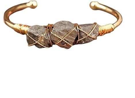 RWGSNB Chakra Armband, Natürliche Pyrit Stein Armbänder Mode Wickelkies Perlen Energie Edelstein Offene Manschettenarmbänder Chakra Yoga Armbänder Schmuck Für Frauen Männer