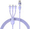 Baseus Cable USB 3 en 1 Flash Series 2, USB-C + micro USB + Lightning, 100 W, 1,2 m (morado)