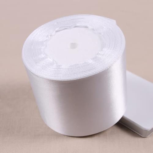 (25 Yards/Rolle) Weiße Farbe, einseitiges Satinband, Geschenkverpackung, Weihnachtsjahr, Bekleidung, Nähen, Stoff, Geschenkband, 80 mm, Weiß