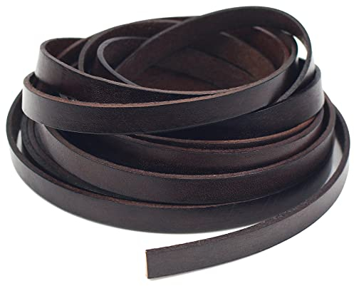 RUBY 10 mm x 2 mm Lederband Flach,Lederriemen Flach,Lederbänder,Lederriemen Meterware,lederband breit,leder meterware(5 Meter, Antik Braun)