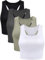Geyoga Tanktop für Damen, Trainings-Oberteil, einfach, Crop-Top, ärmellos, Racerback, für Sport, Yoga, Laufen, 4 Stück, X-Groß