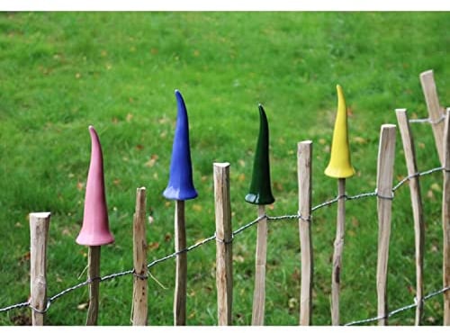 BURI 12xZaunhocker Mütze Keramik Dekor Figur Pfosten Gucker Außen Statue Gartendekor Gartenfiguren Keramikfiguren Gartenzwerge Außenbereich wetterfest handgefertigt langlebig Terrassendekoration,Bunt