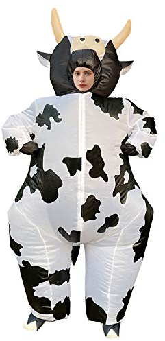 Arokibui Aufblasbares Kuh-Kostüm für Damen, lustiges Blow Up-Kostüm für Cosplay, Party, Festival, Halloween-Kostüm, Erwachsenengröße