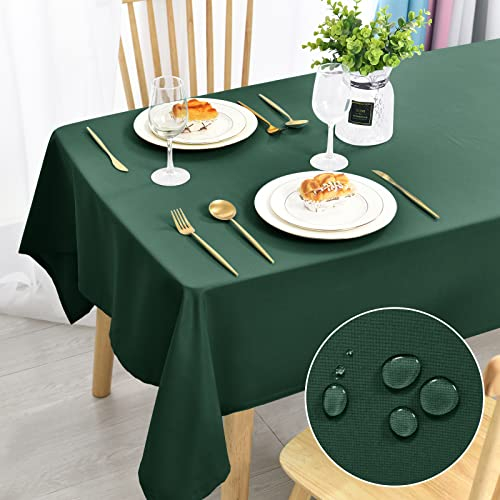 DWCN Grün Tischdecke Fleckschutz Abwaschbar Tischwäsche Wasserdicht Tischtuch für Esszimmer, Garten, Party, Hochzeiten oder Haushalt,130x160cm