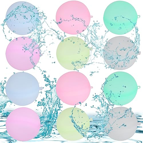 12 Stück Wiederverwendbare Wasserbomben, Selbstdichtende Silikon Wasserbombe, Schnell befüllbare Wasserbomben, Wasserspielzeug Geeignet für Kinder, Erwachsene, Strand, Poolparty