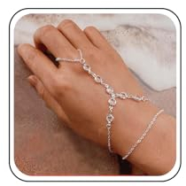 TseenYi Boho-Kristall-Sklavenring-Armband, silbernes Strass-Finger-Armband, Vintage-geschichtetes Fingerring-Armband, geschichtete Hand-Handgelenk-Kette, Handstück-Schmuck für Frauen und Mädchen