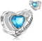 Symretie Charms Geburtsstein Dezember Anhänger Charm aus 925er Sterlingsilber,Liebesherz-Anhänger mit Geburtsstein Geburtstagsgeschenke für Frauen