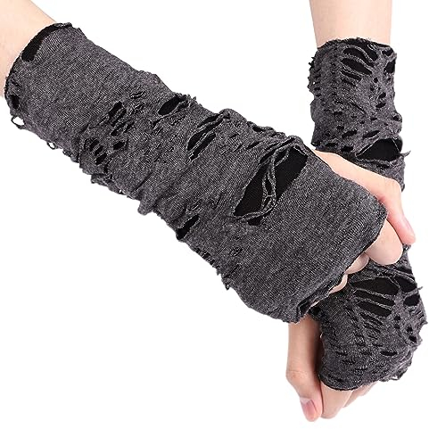 TENDYCOCO Halloween Fingerlose Handschuhe Punk-Handschuhe Zerrissene Halloween- Zerrissene Cosplay- Spinnennetz- Für en-Kostümparty