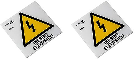 Normaluz RD39607 - Señal Adhesiva 10 Unidades Riesgo Eléctrico Rayo Adhesivo de Vinilo, Amarillo, 5x5 cm (Paquete de 2)