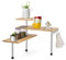 Mensola Scaffale Angolare per Cucina 3 Ripiani Legno Bambù Struttura in Acciaio Mobile Angolare Portaspezie Portaoggetti in Bamboo con Ganci