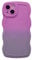 ZCDAYE Compatible with iPhone 14, Cute Neon Rainbow Gradient Color Curly Wave Frame Camera Protection Soft TPU Shockproof Case Cover for iPhone 14 (6.1 inch), Purple&Grey