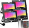 ChangM Focos LED RGB Exterior, Foco LED Proyector Colores IP66, 50W Foco 12 Colores con Control Remoto, 4 Modos, Función de Memoria y Temporizador, Decoración Jardín Fiesta Hotel 4 Pack