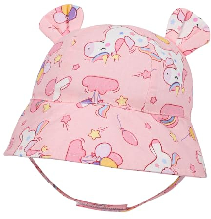 Baby Sonnenhut Sommermütze UV Schutz 50 Fischerhut Einhorn Strandhut für Kinder Kleinkind Mädchen Jungen 12-24 Monate